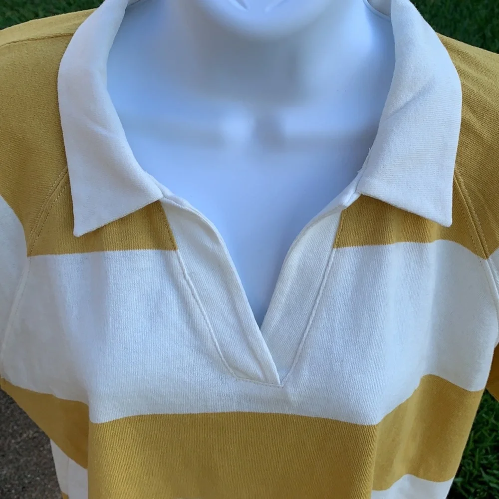 Madewell shirt, Stripes yellow mustard and ivory color. - Picture 3 of 5